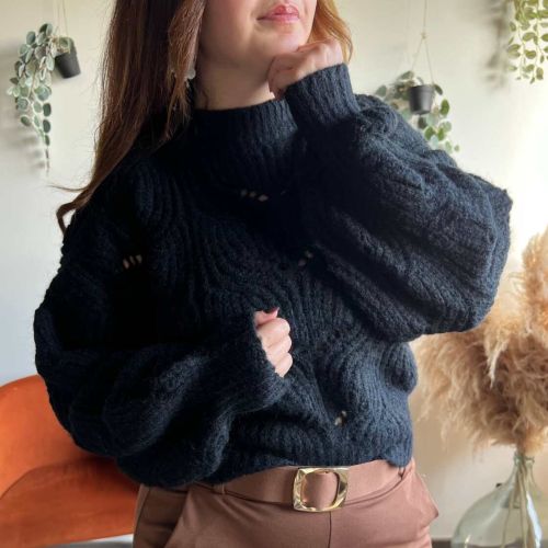 pull, noir, épais, hiver, boutique à dole, vêtements femme