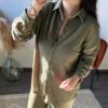 Ensemble chemisier pantalon, kaki, prêt à porter femme, boutique vêtements dole