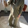 Ensemble chemisier pantalon, kaki, prêt à porter femme, boutique vêtements dole