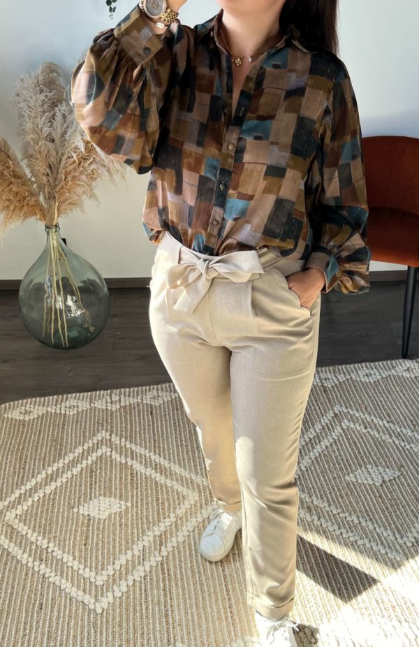 Pantalon beige, vêtement femme, boutique dole,