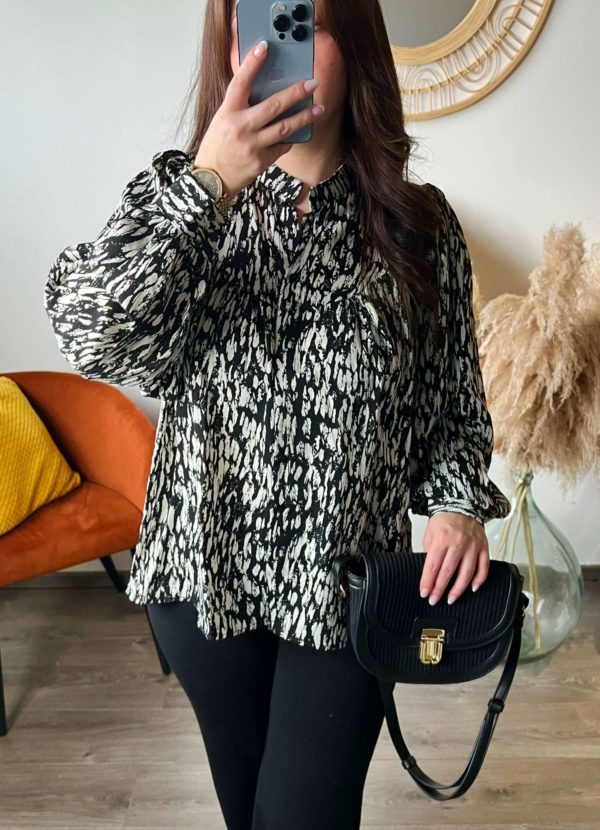 chemisier, noir, blanc, motifs, boutique en ligne, vêtement femme, dole, jura