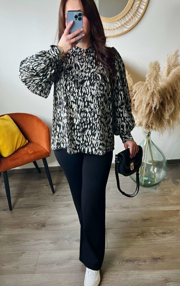 chemisier, noir, blanc, motifs, boutique en ligne, vêtement femme, dole, jura