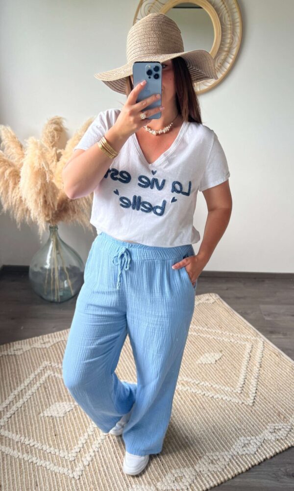 T-shirt, pantalon, gilet, gaze de coton, vêtements femme, boutique à dole