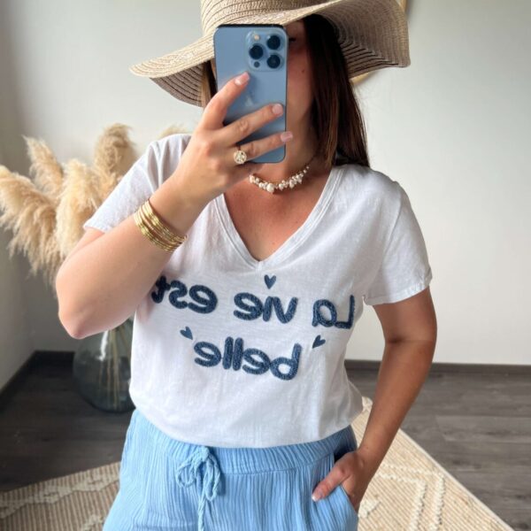 T-shirt, pantalon, gilet, gaze de coton, vêtements femme, boutique à dole