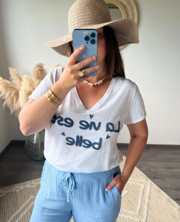 T-shirt, pantalon, gilet, gaze de coton, vêtements femme, boutique à dole
